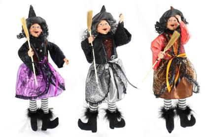 Elegáns boszorkány, ülő boszorkányfigura, Halloween dekoráció, 60 cm