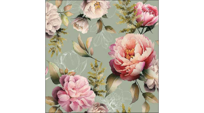 Papírszalvéta, bazsarózsás szalvéta, többféle méret, 20 db, Peonies