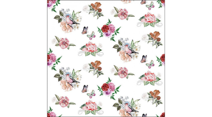 Papírszalvéta, rózsaszín virágos szalvéta, 33x33 cm, Charlotte white