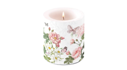 Virágmintás átvilágítós gyertya, Amelia white