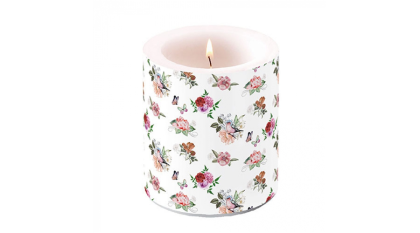 Virágmintás átvilágítós gyertya, Charlotte white