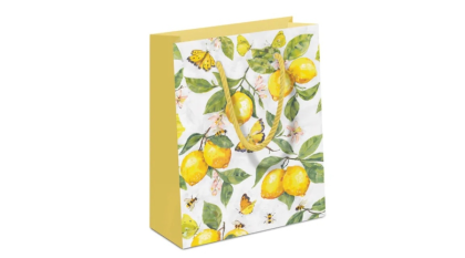 Citromos ajándéktasak, nyári papírtasak, díszcsomagolás