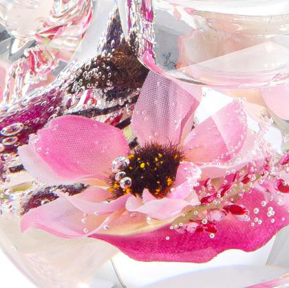 Zselés mécsestartó, madár alakú, tavaszi madaras mécsestartó, lila virágos