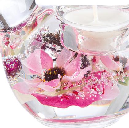 Zselés mécsestartó, madár alakú, tavaszi madaras mécsestartó, lila virágos