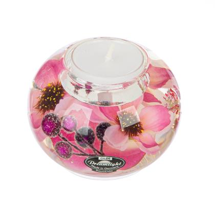 Zselés mécsestartó, tavaszi mécsestartó, virágos, gömb alakú