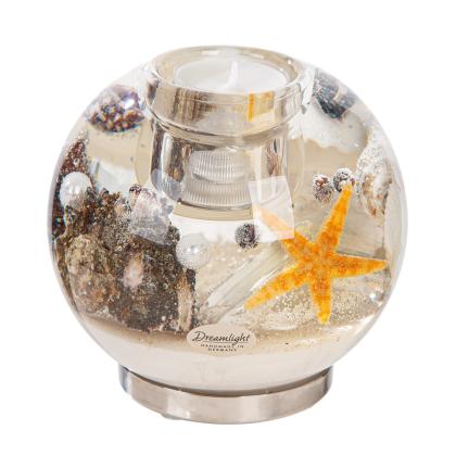 Zselés mécsestartó, üveg mécsestartó, LED-es mécsestartó, kagylós-tengeres, gömb