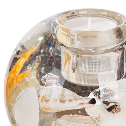 Zselés mécsestartó, üveg mécsestartó, LED-es mécsestartó, kagylós-tengeres, gömb