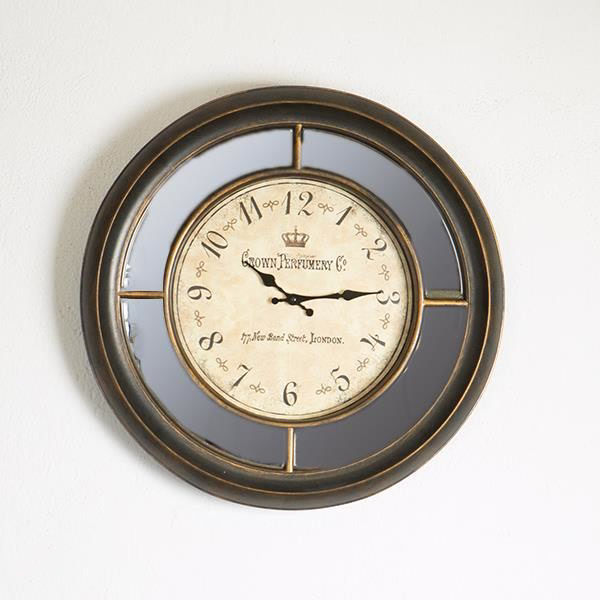 Antik hatású falióra tükörrel, ∅ 58 cm