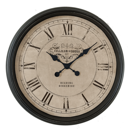 Falióra, fekete, antik hatású, római számos számlappal, ∅ 58 cm