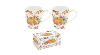 Porcelán bögre szett, őszi bögre, tökmintás bögre, 2 db-os, 350 ml, Harvest