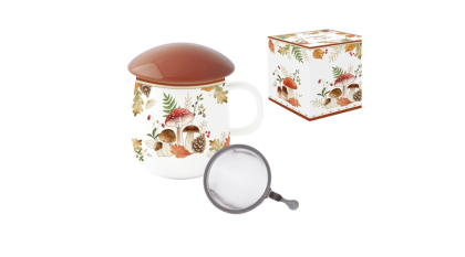 Porcelán bögre, gomba alakú őszi bögre, teaszűrővel, 450 ml,  Autumn breeze