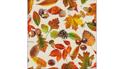 Papírszalvéta, őszi szalvéta, levél mintás szalvéta, 33x33 cm, 20 db, Autumn Festival