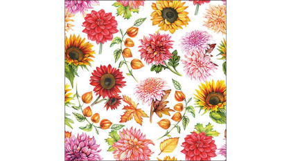 Papírszalvéta, őszi szalvéta, virágos szalvéta (több méret), 20 db, Autumn blooming