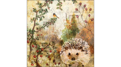 Papírszalvéta, őszi szalvéta, süni mintás szalvéta, 33x33 cm, 20 db, Autumn hedgehog