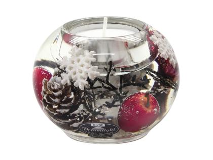 Zselés mécsestartó, üveg mécsestartó, karácsonyi mécsestartó, karácsonyi bogyós mécsestartó, Winter berries, gömb