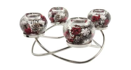 Modern adventi koszorú, üveg koszorú, üveg gyertyatartó, üveg mécsestartó, zselés adventi dísz, Winter berries