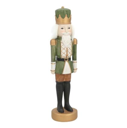 Diótörő figura, kerámia diótörő, zöld-arany ruhás diótörő (több méret)