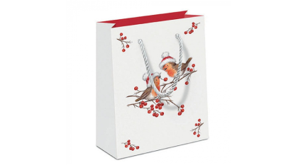 Karácsonyi ajándéktasak, vörösbegyes ajándéktasak, Christmas robins