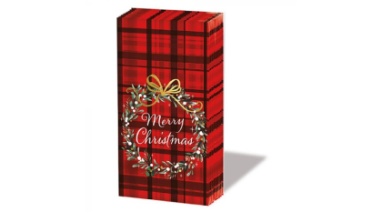 Karácsonyi papírzsebkendő, 10 db-os csomag, Christmas plaid