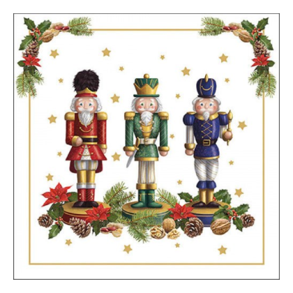 Papírszalvéta, karácsonyi szalvéta, diótörős szalvéta (25x25 cm), 20 db, Bearded nutcracker