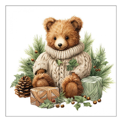 Papírszalvéta, karácsonyi szalvéta, medvés szalvéta (több méret), 20 db, Cuddle bear