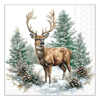 Papírszalvéta, karácsonyi szalvéta, szarvasos szalvéta (több méret), 20 db, Winter stag