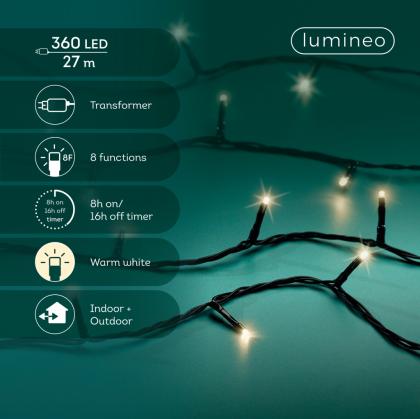 LED égősor, fényfüzér, karácsonyi világítás, kültéri/beltéri, melegfehér/hidegfehér, 360 LED, 27 m