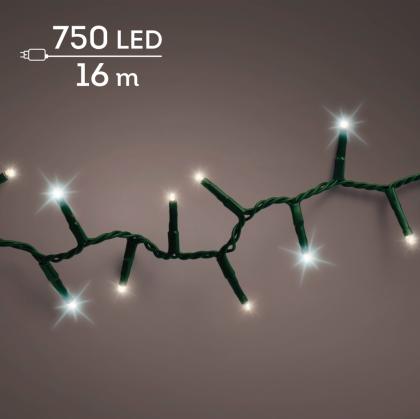 LED égősor, fényfüzér, karácsonyi világítás szikrázó effekttel, kültéri/beltéri, melegfehér és hidegfehér, 750 LED, 16 m