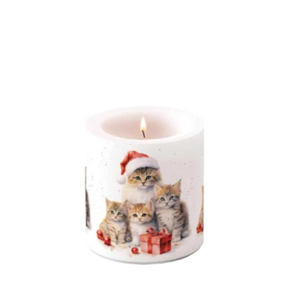 Cicás gyertya, karácsonyi macskás átvilágítós gyertya, Meaowy Christmas
