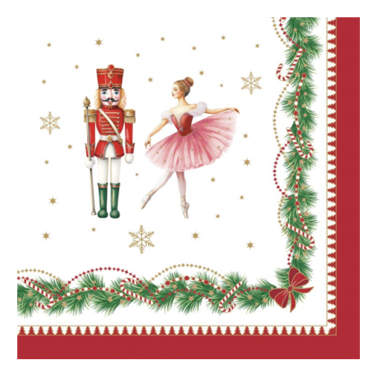 Papírszalvéta, karácsonyi szalvéta, diótörős szalvéta (33x33 cm), 20 db, Magie de Noel